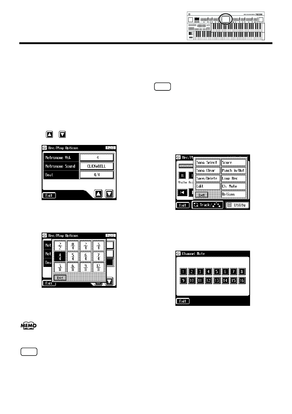 Setting the beat, Muting individual channels of performance data | Roland AT90S User Manual | Page 172 / 236