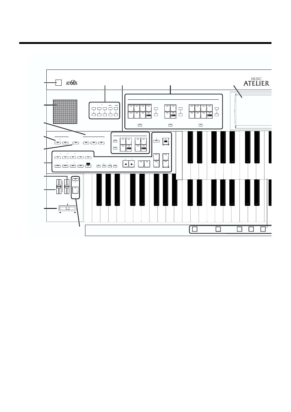 16 panel descriptions, Power on] switch → p. 19, Panel speaker | Harmony intelligence] button → p. 109, Transpose [-] [+] buttons → p. 102, Part balance [ ▲ ] [ ▼ ] buttons → p. 48, Touch screen → p. 24 | Roland AT90S User Manual | Page 18 / 236