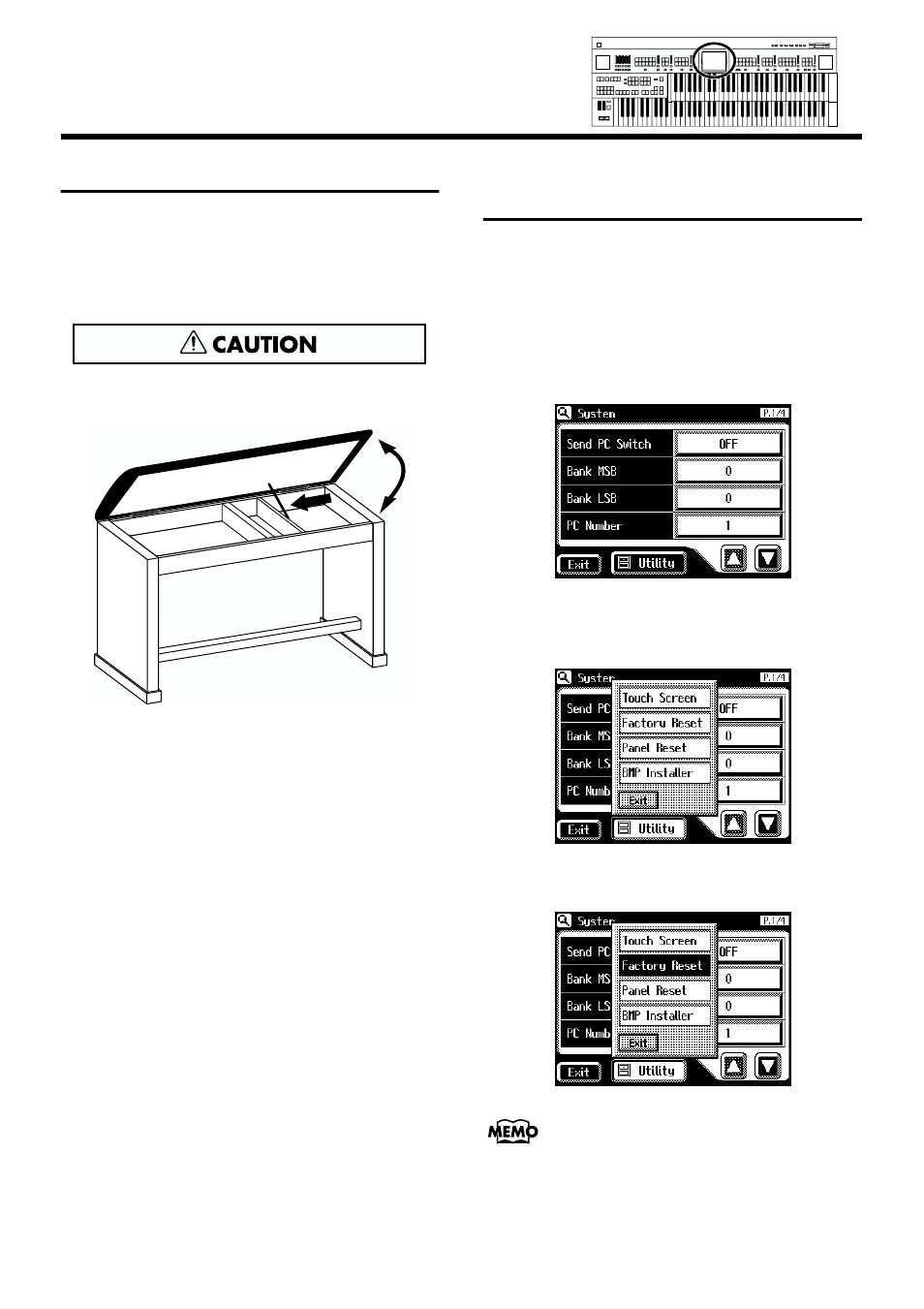 About the bench, Restoring all the factory default settings, Metal supports (p. 22) | 22 before you start playing, Caution when using the bench | Roland AT90S User Manual | Page 24 / 236