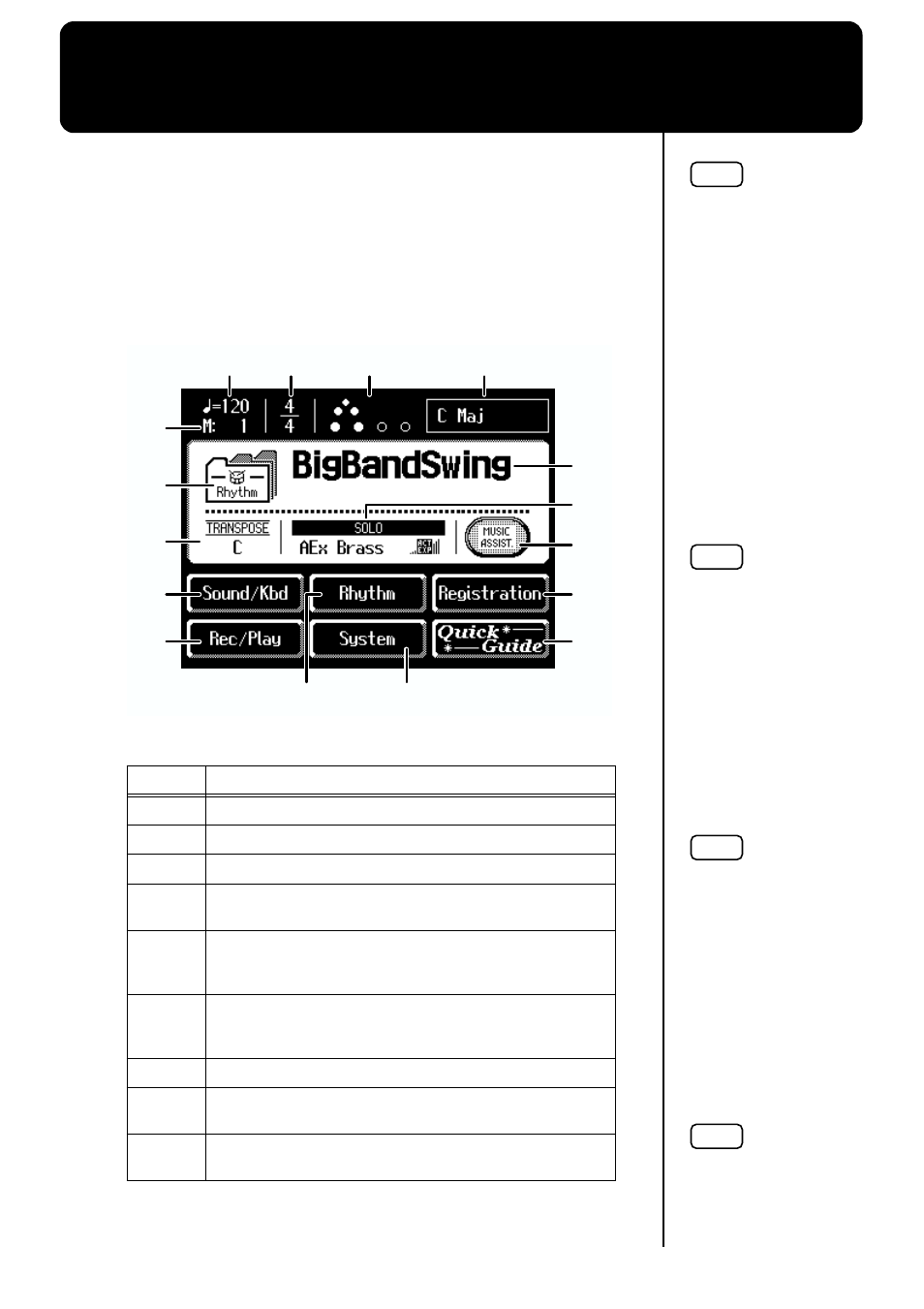 About the display, Understanding the main and related screens, P. 24 | Roland AT90S User Manual | Page 26 / 236