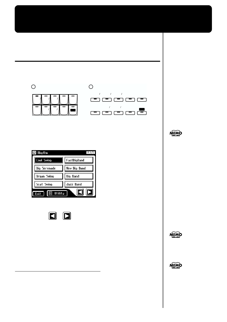 Chapter 2 using rhythm performance, Selecting a rhythm, P. 57 | Press a rhythm button to select a rhythm group, Using the rhythms of the [disk] button | Roland AT90S User Manual | Page 59 / 236