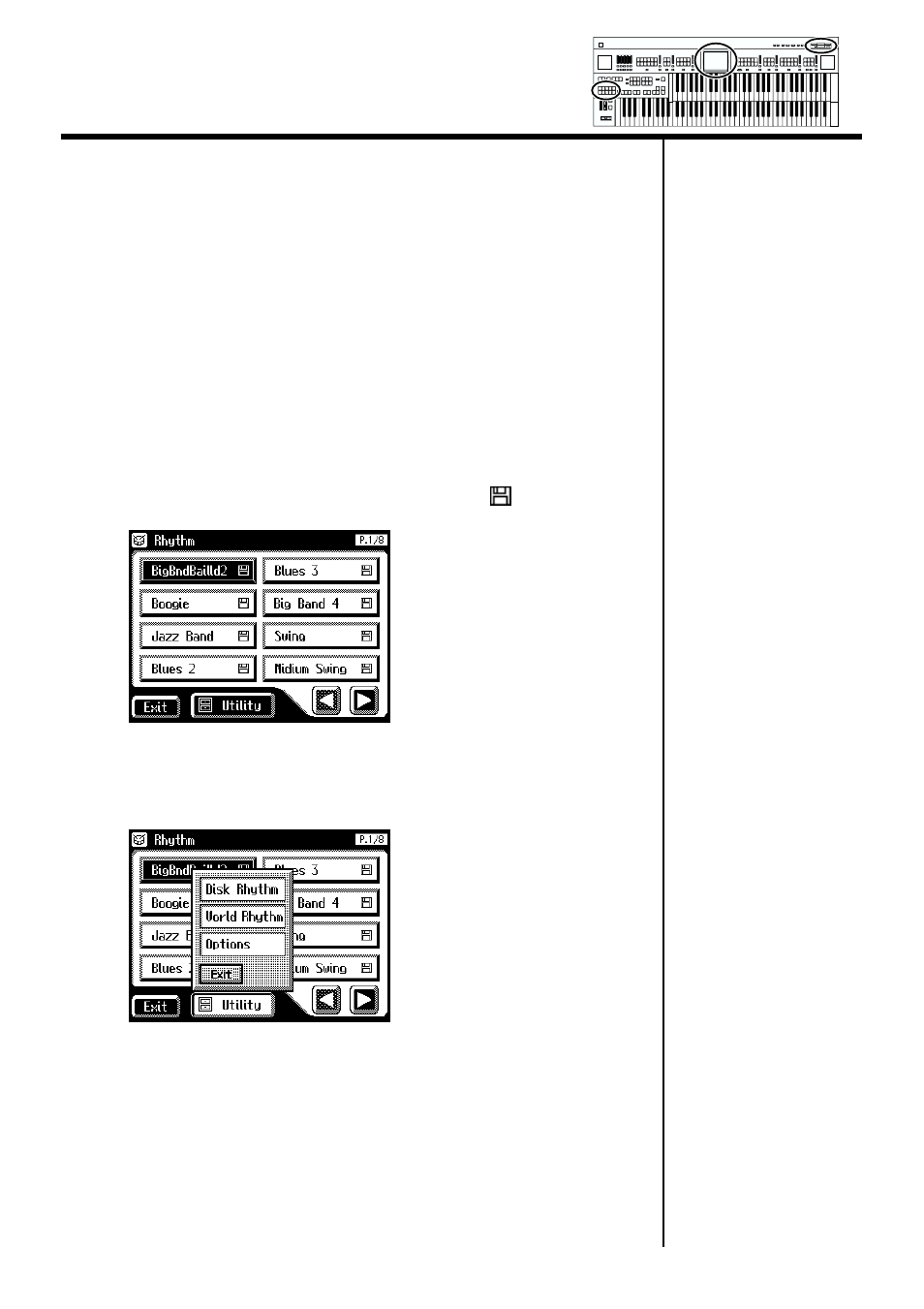 Loading disk rhythms into internal memory, Loading, Disk rhythms into | Internal memory, P. 70) | Roland AT90S User Manual | Page 72 / 236