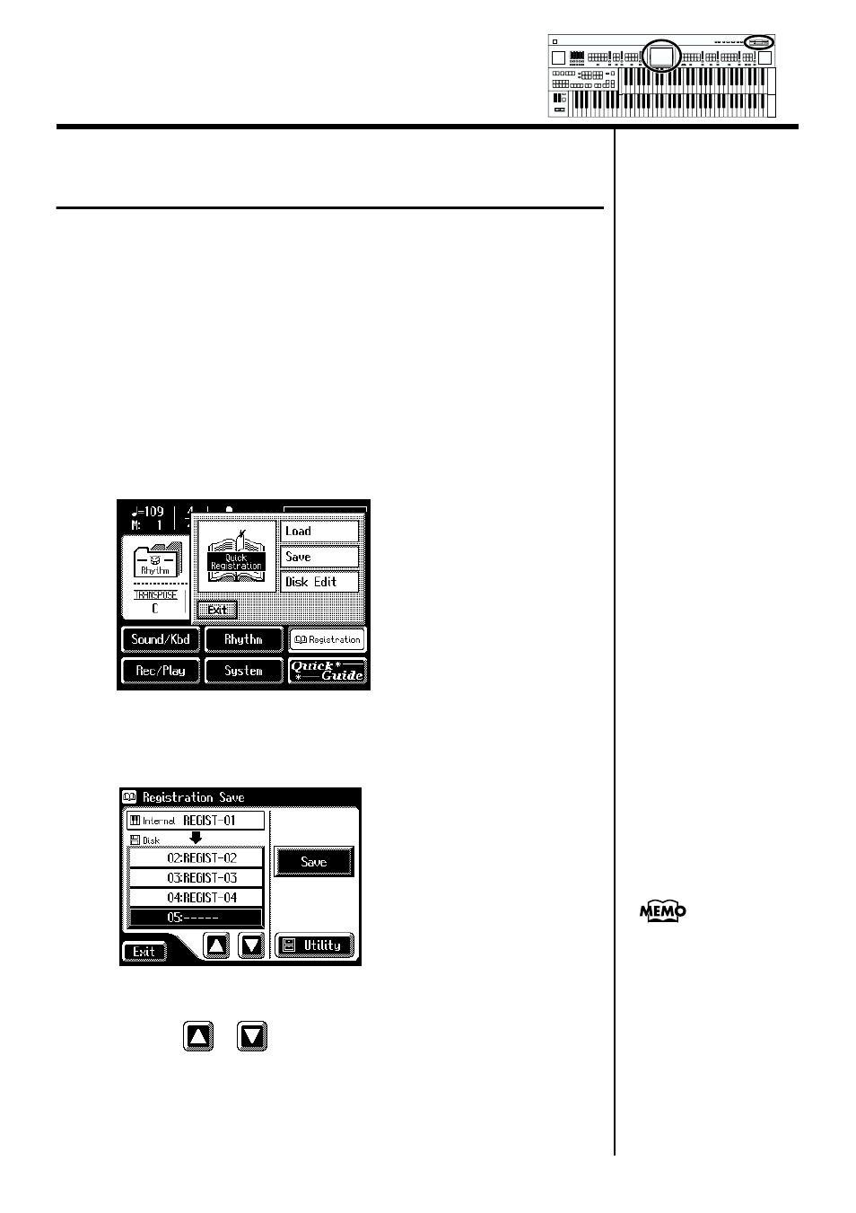 Saving registration sets to a floppy disk, Saving, Registration sets to a floppy disk | P. 84) | Roland AT90S User Manual | Page 86 / 236