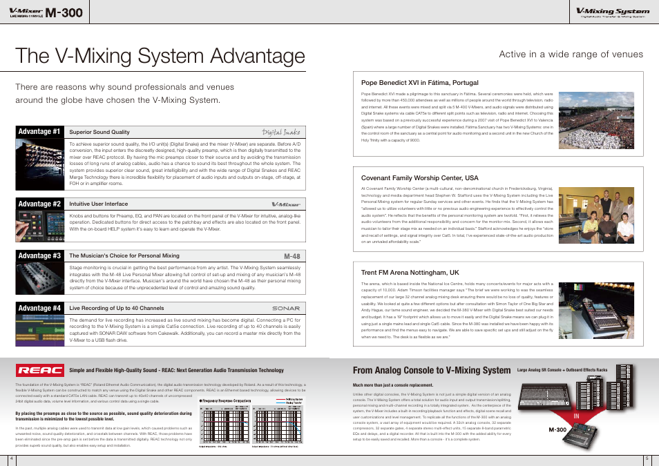 The v-mixing system advantage, Active in a wide range of venues | Roland V-Mixer M-300 User Manual | Page 3 / 6