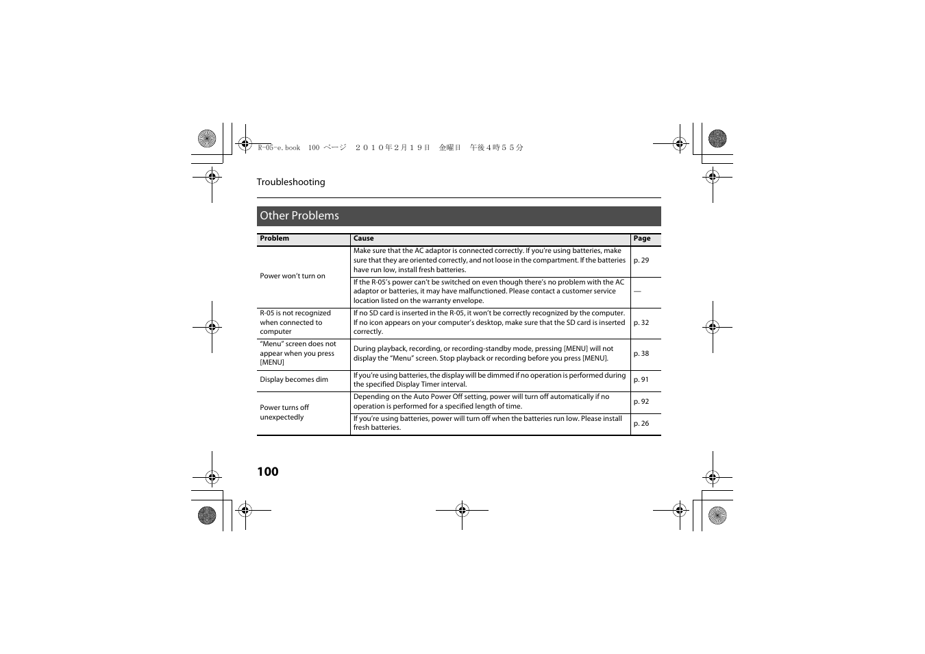 Other problems | Roland Edirol R-05 User Manual | Page 99 / 113