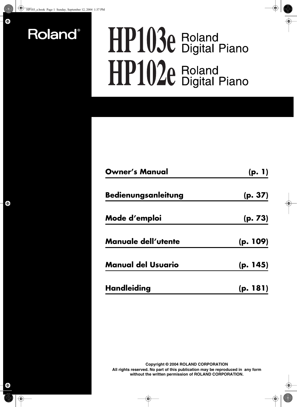 Roland HP103e User Manual | 224 pages