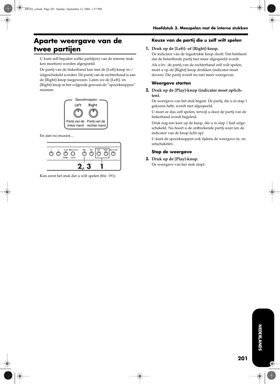 Aparte weergave van de twee partijen | Roland HP103e User Manual | Page 203 / 224