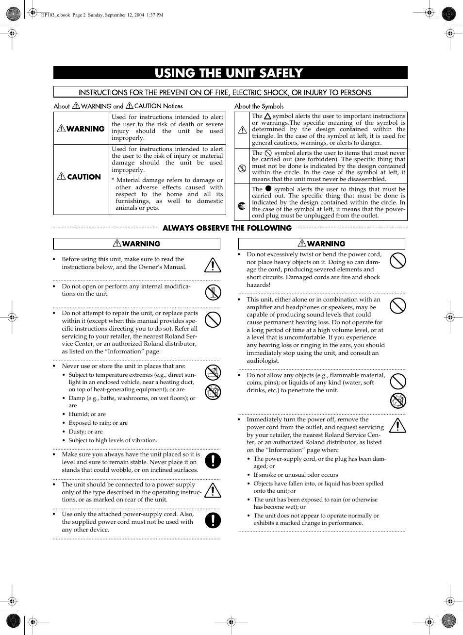 Roland HP103e User Manual | Page 4 / 224