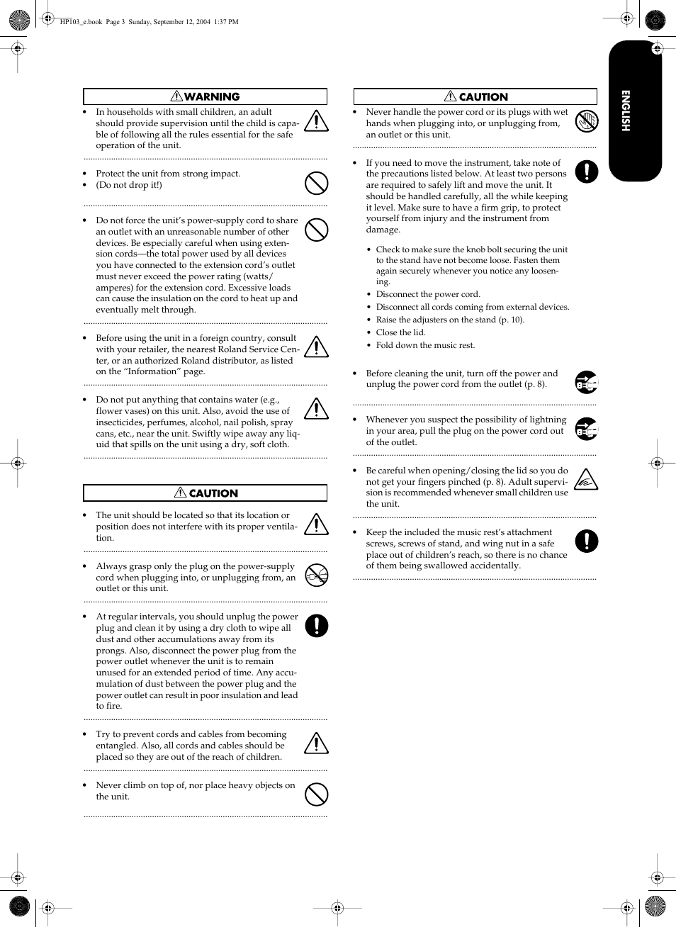 Roland HP103e User Manual | Page 5 / 224