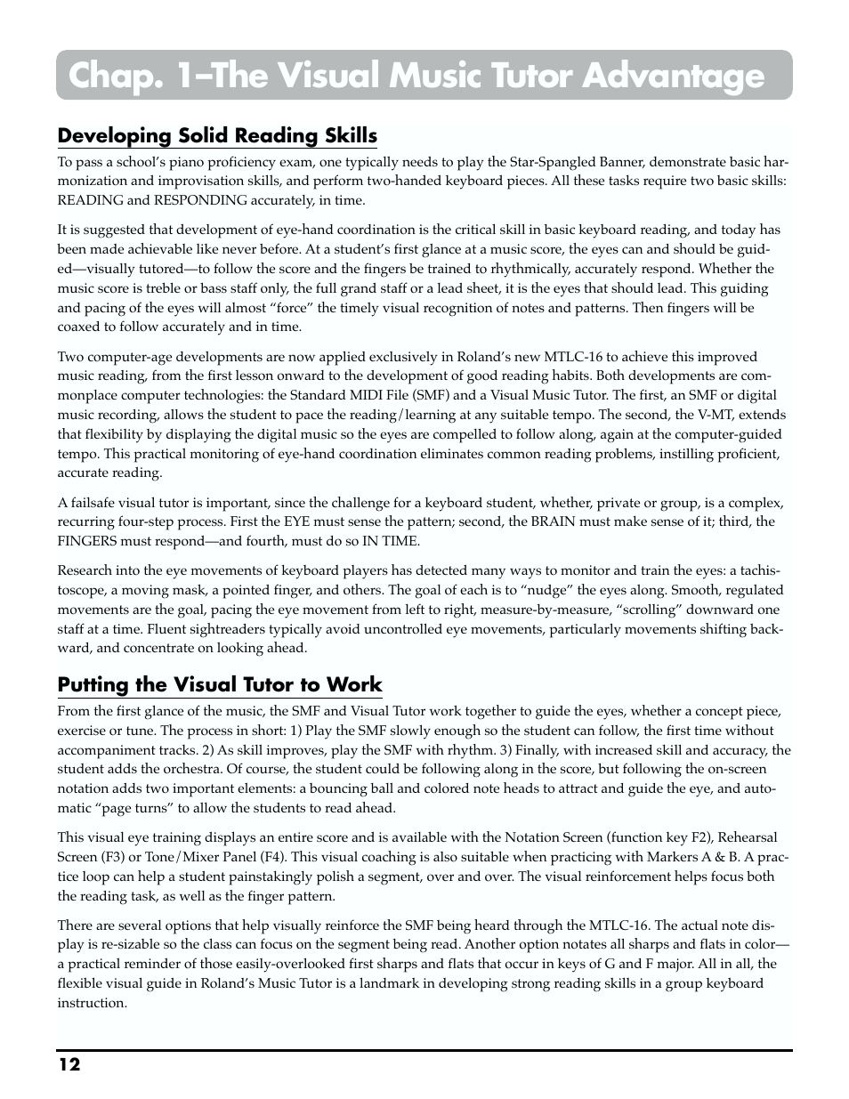 Chap. 1–the visual music tutor advantage | Roland MTLC-16 User Manual | Page 13 / 48
