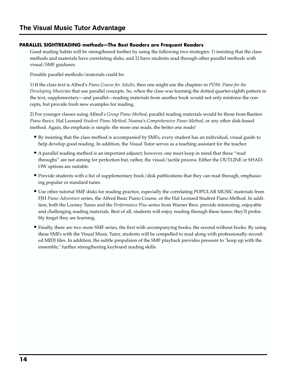 The visual music tutor advantage | Roland MTLC-16 User Manual | Page 15 / 48