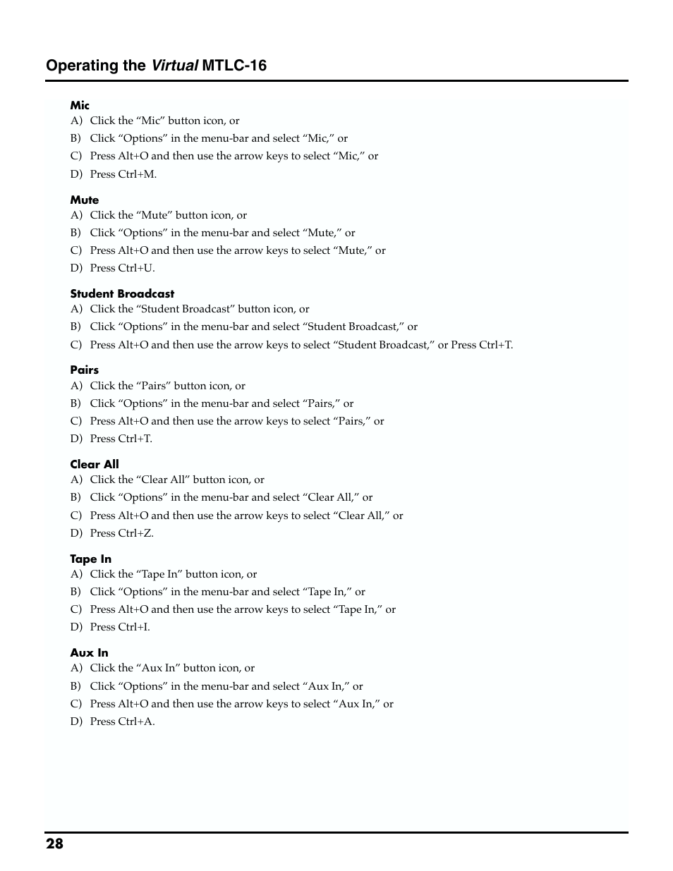 Operating the virtual mtlc-16 | Roland MTLC-16 User Manual | Page 29 / 48