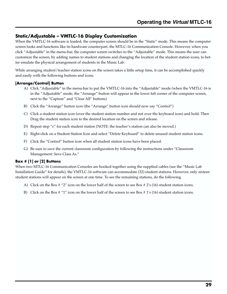 Operating the virtual mtlc-16 | Roland MTLC-16 User Manual | Page 30 / 48
