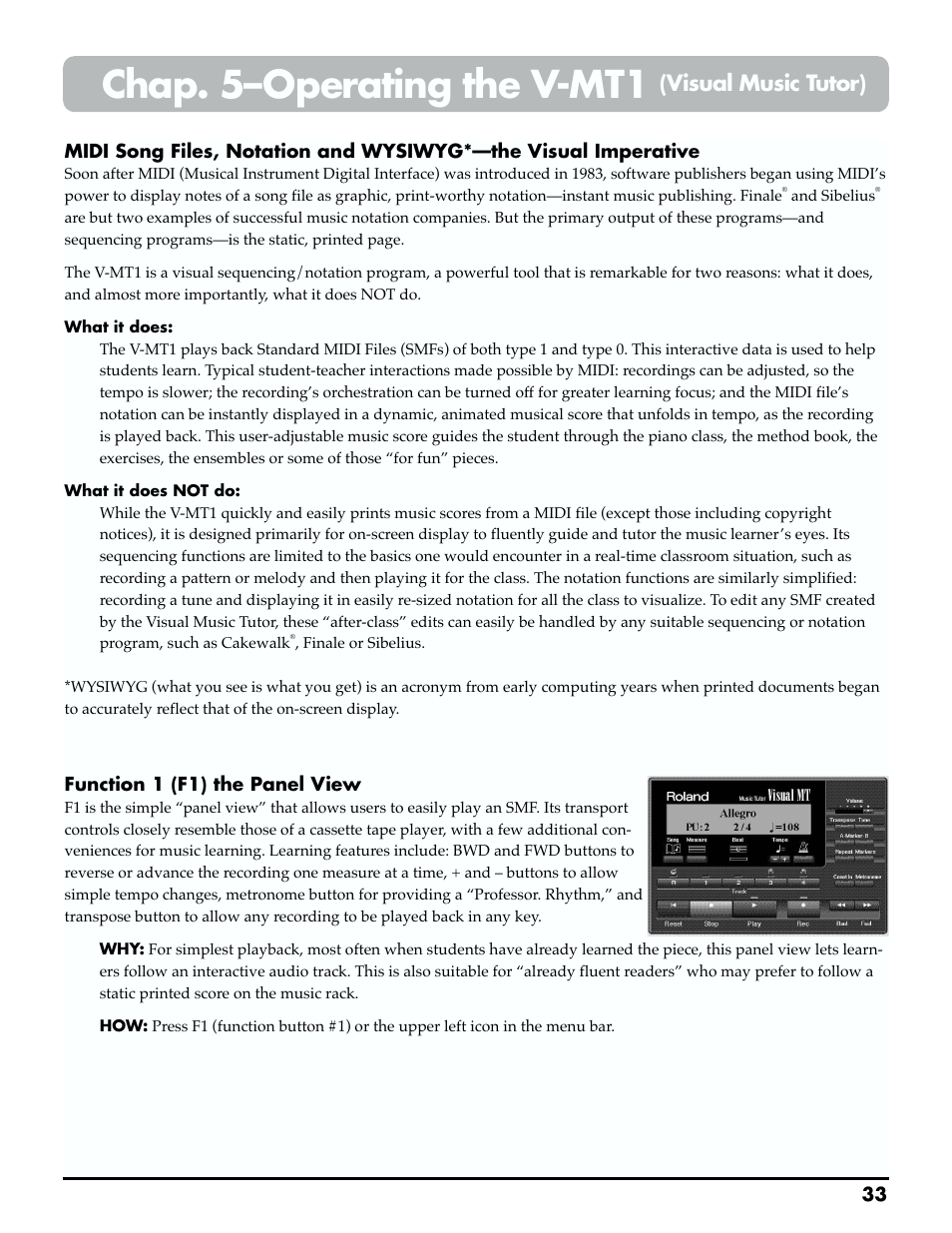 Chap. 5–operating the v-mt1, Visual music tutor) | Roland MTLC-16 User Manual | Page 34 / 48