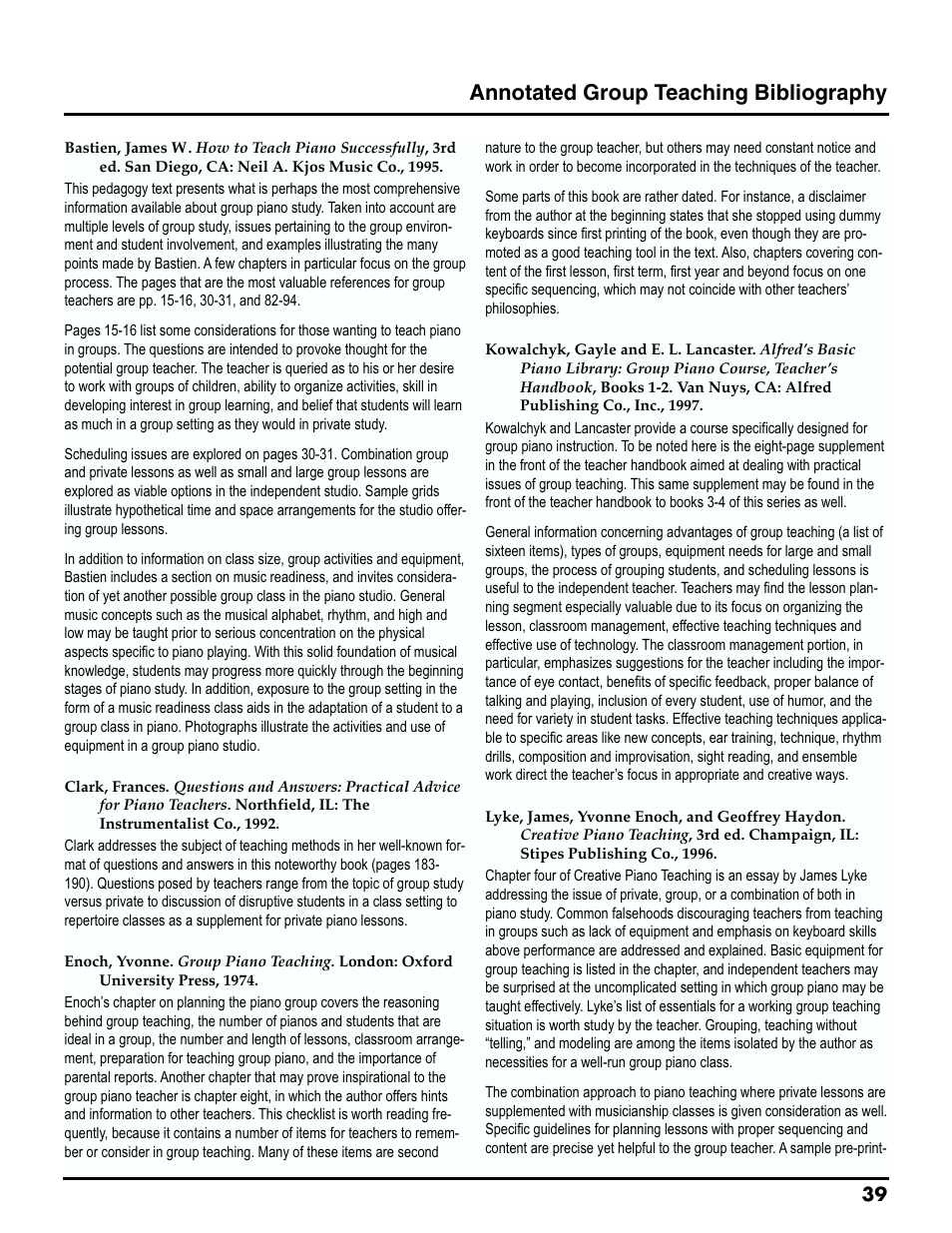Annotated group teaching bibliography | Roland MTLC-16 User Manual | Page 40 / 48