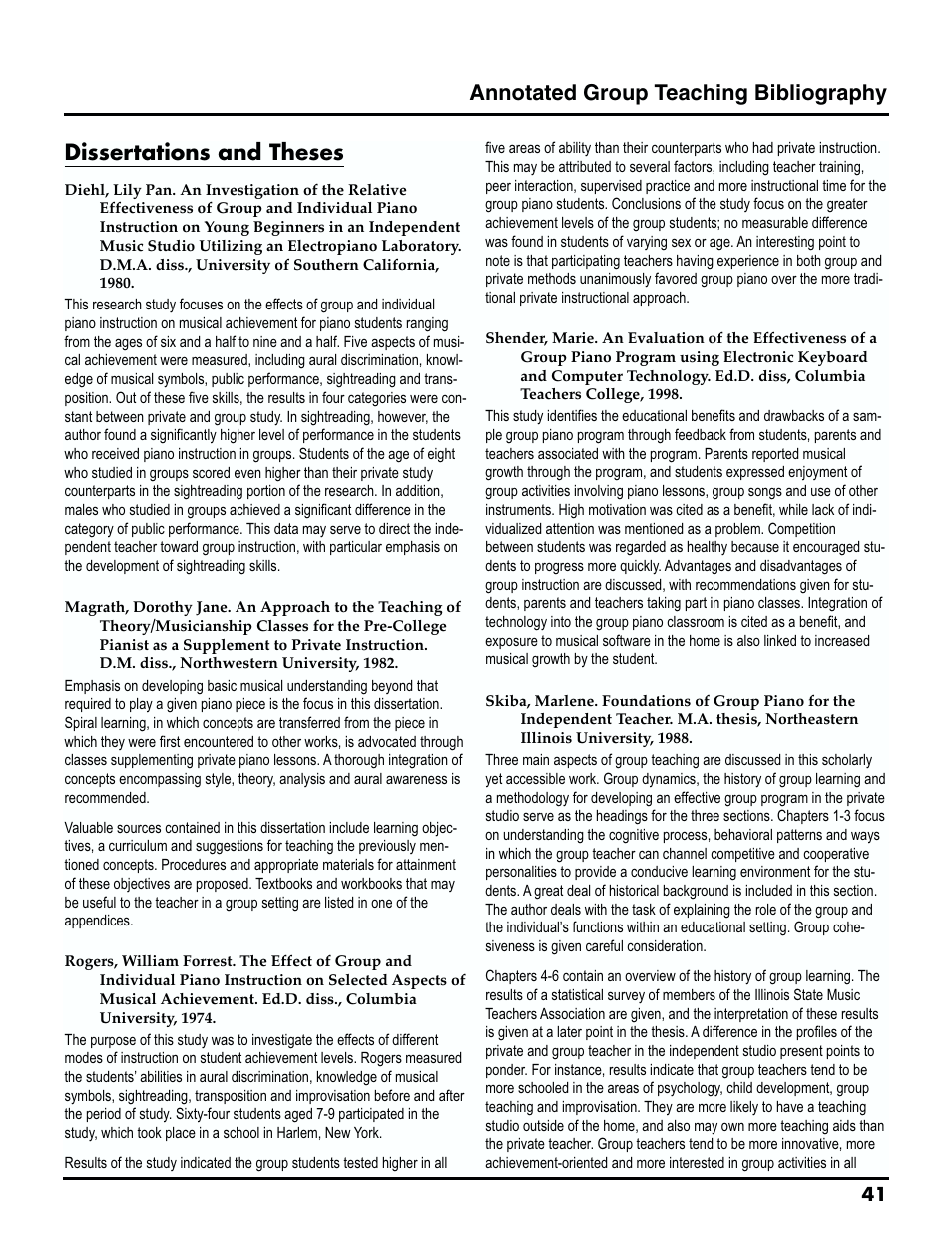 Dissertations and theses, Annotated group teaching bibliography | Roland MTLC-16 User Manual | Page 42 / 48