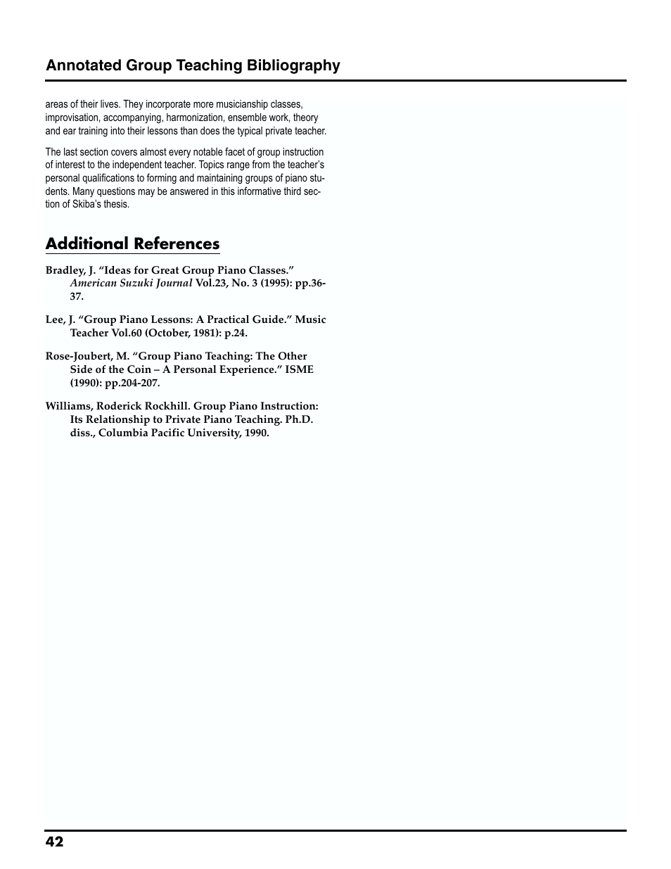 Additional references, Annotated group teaching bibliography | Roland MTLC-16 User Manual | Page 43 / 48