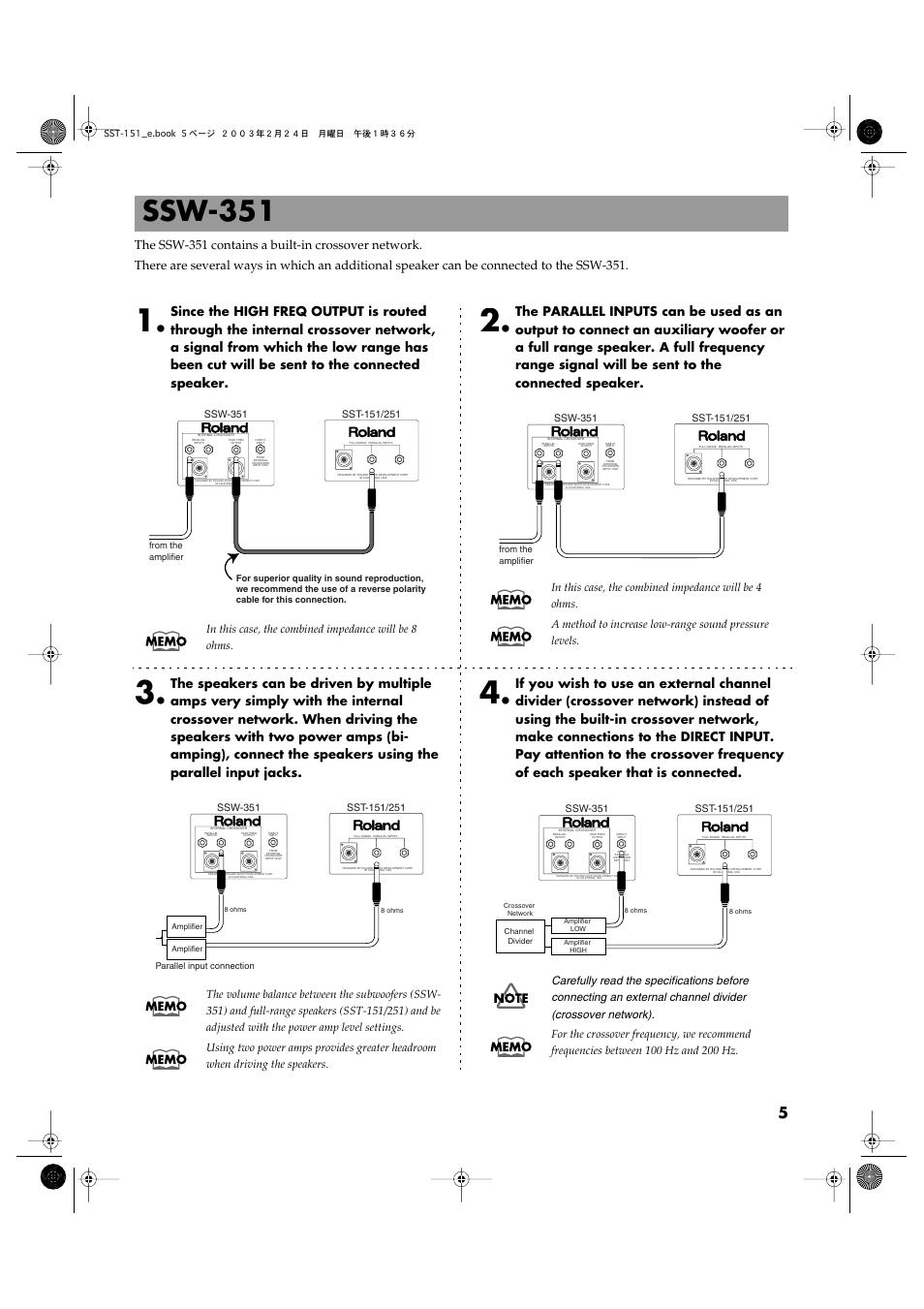 Ssw-351 | Roland SSM-151 User Manual | Page 5 / 8
