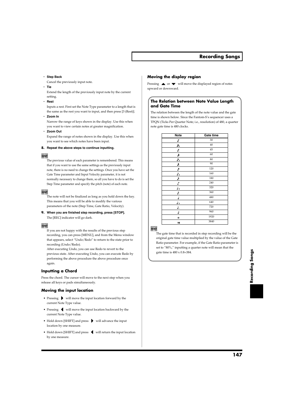 147 recording songs | Roland Fantom-S88 User Manual | Page 147 / 228