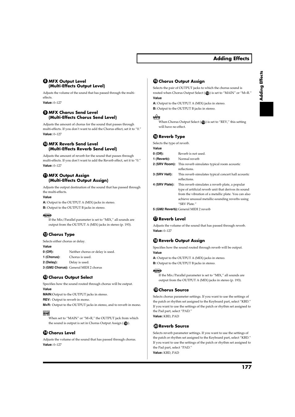 177 adding effects | Roland Fantom-S88 User Manual | Page 177 / 228
