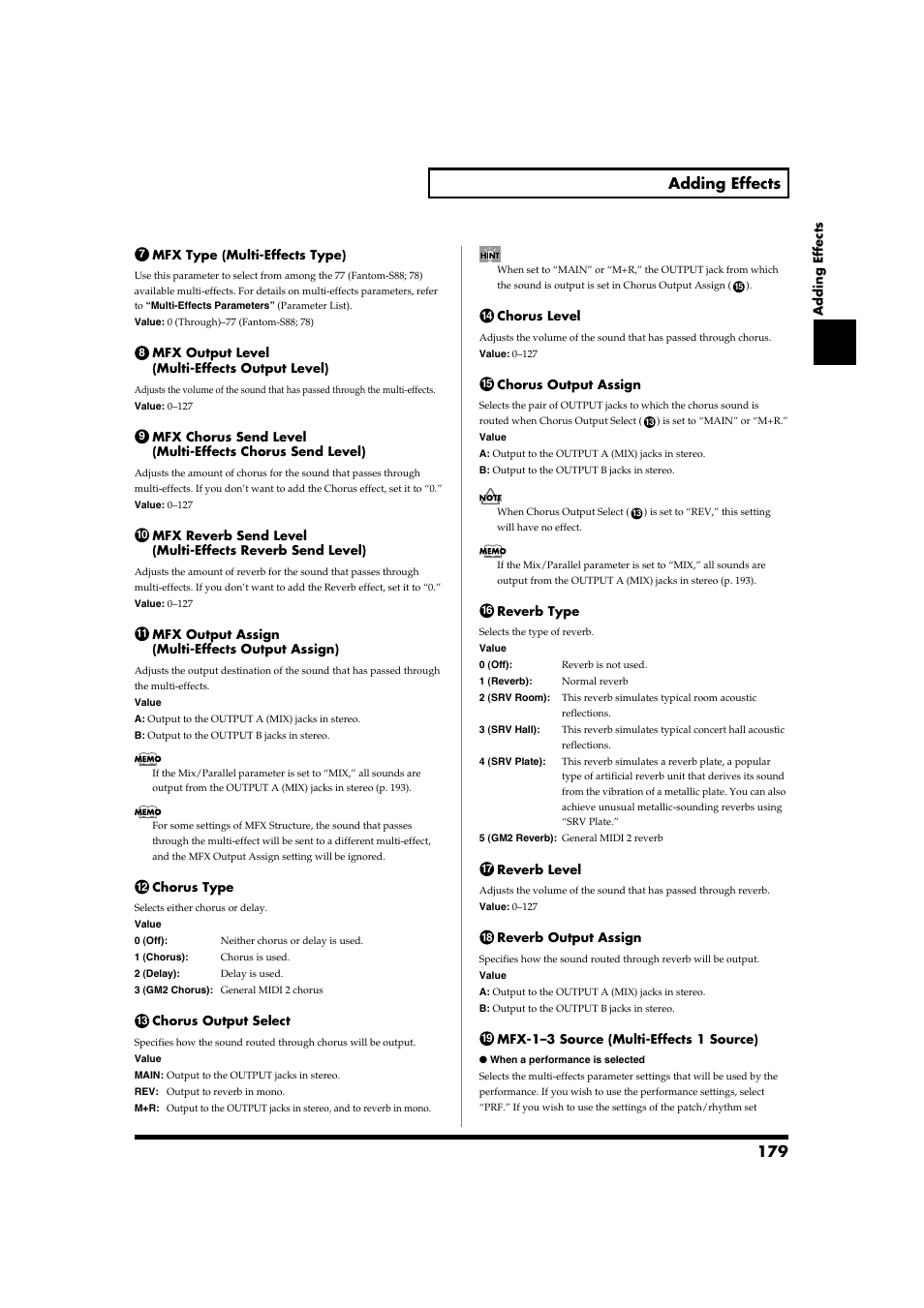 179 adding effects | Roland Fantom-S88 User Manual | Page 179 / 228