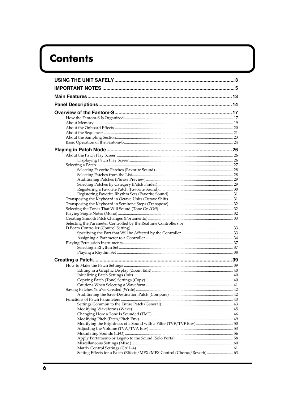 Roland Fantom-S88 User Manual | Page 6 / 228