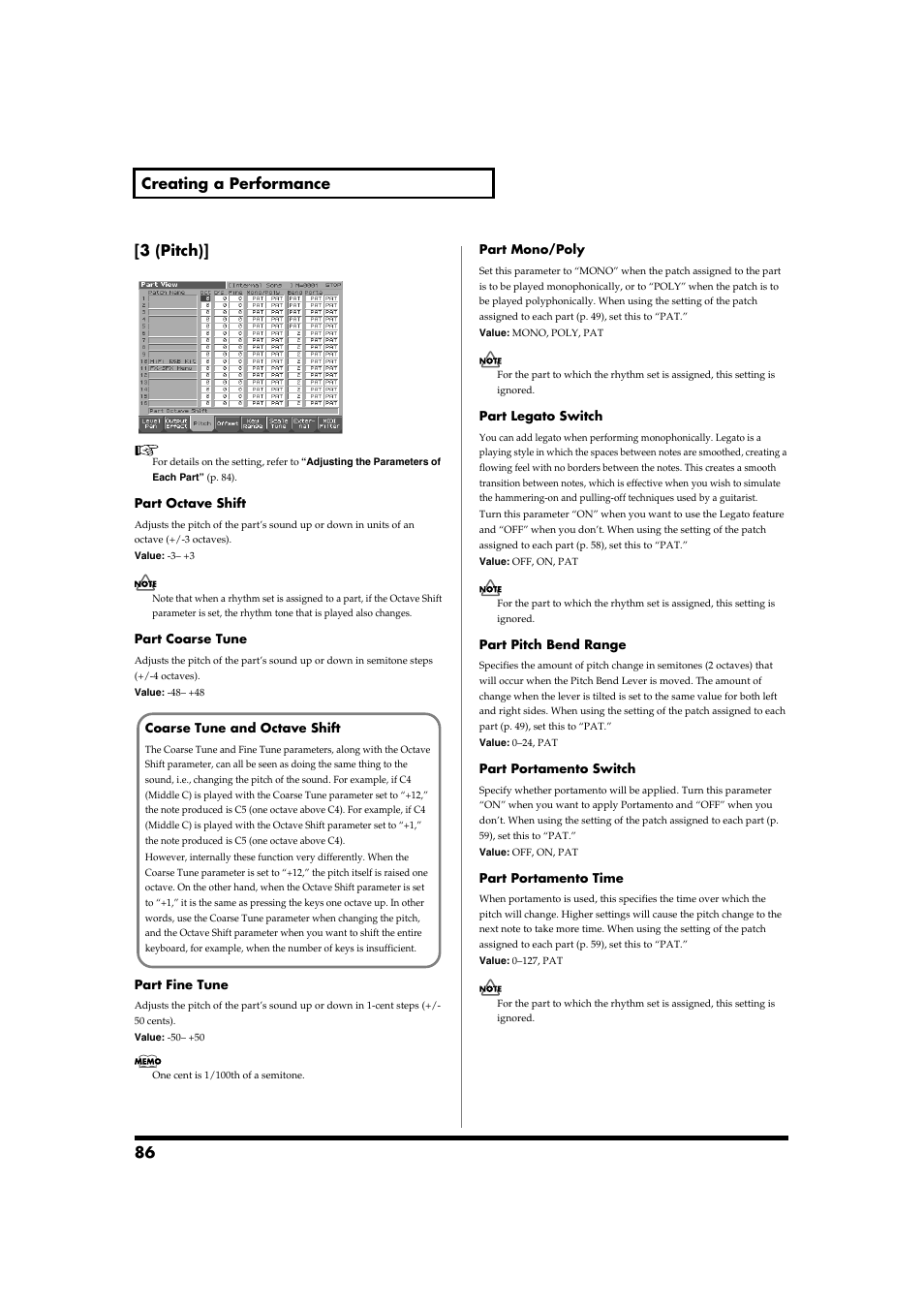 Chorus tune (p. 86), 86 creating a performance [3 (pitch) | Roland Fantom-S88 User Manual | Page 86 / 228