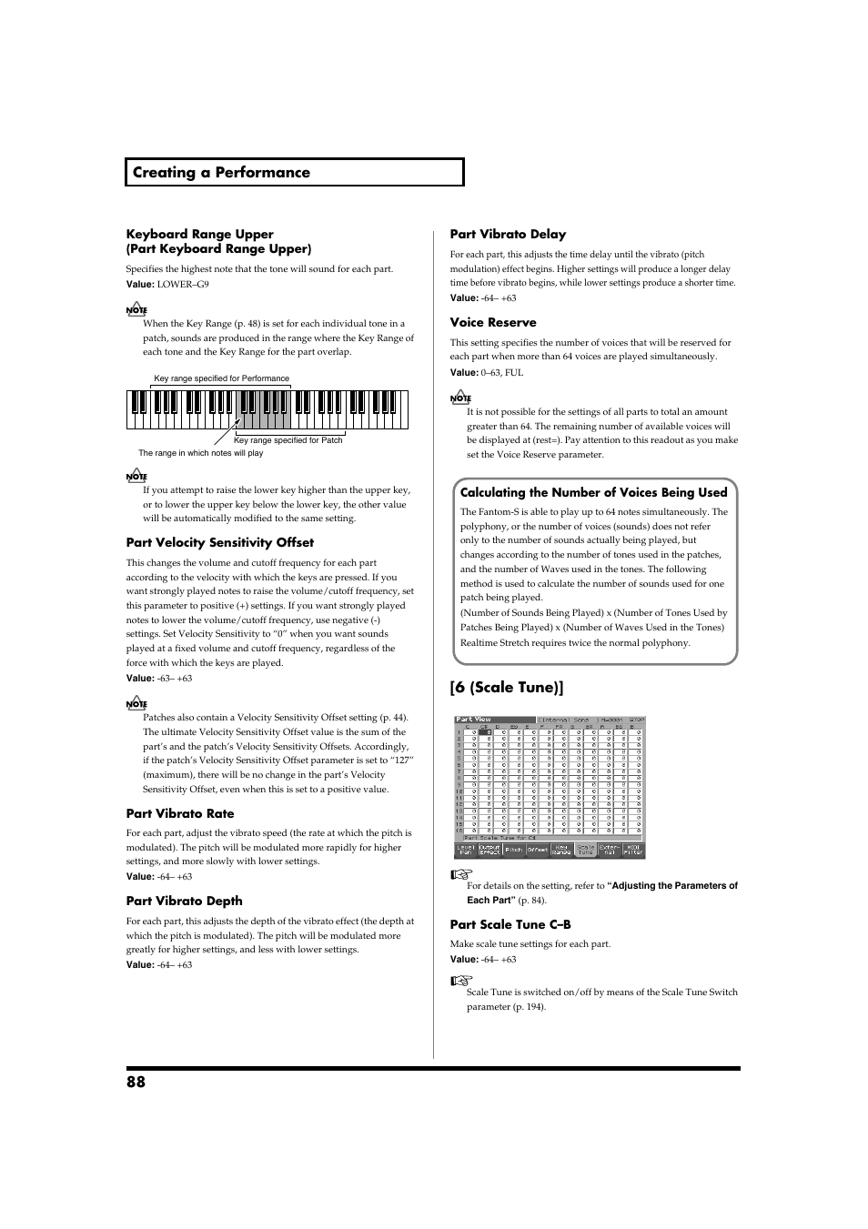 88 creating a performance, 6 (scale tune) | Roland Fantom-S88 User Manual | Page 88 / 228