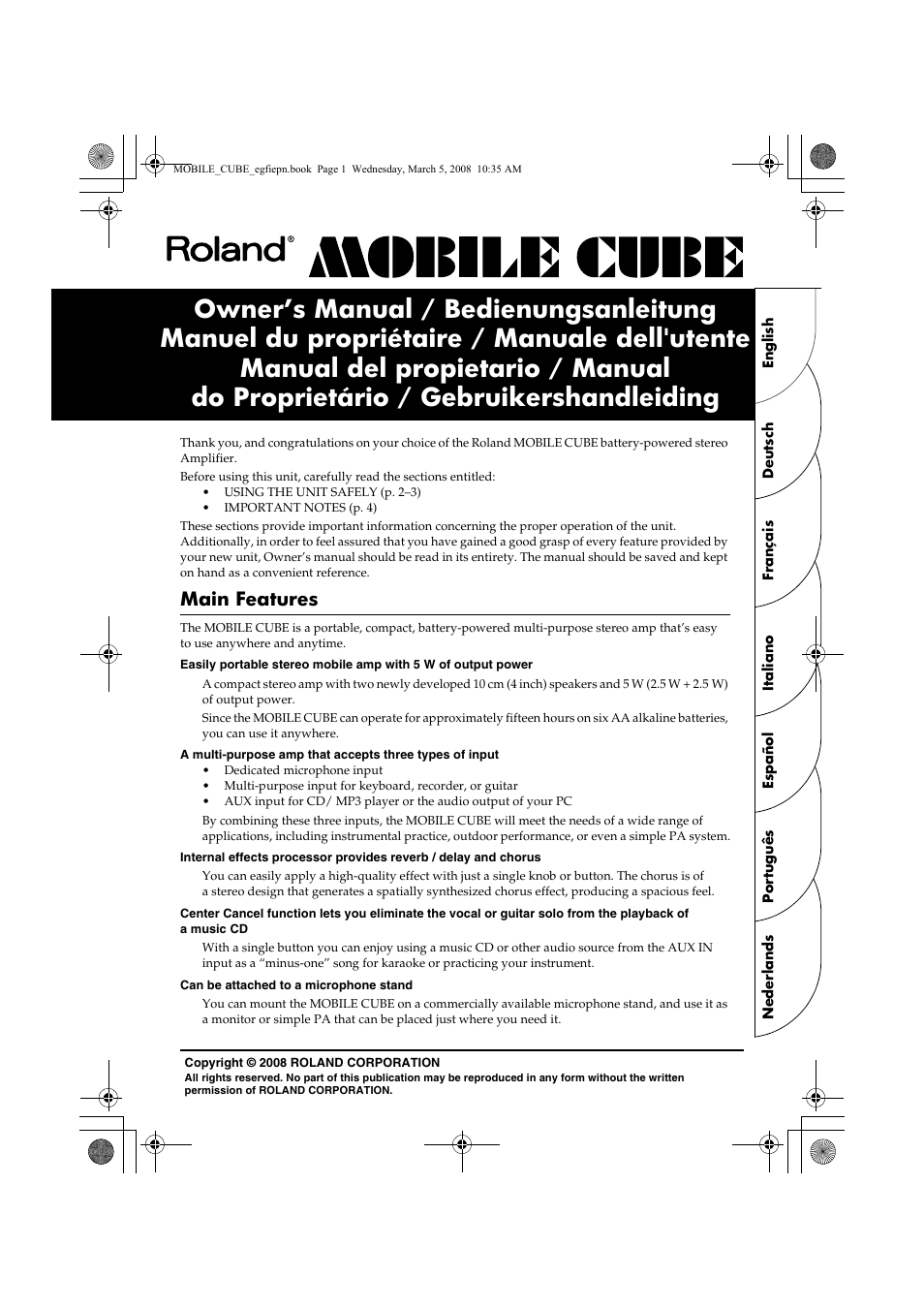 Roland MOBILE CUBE User Manual | 64 pages