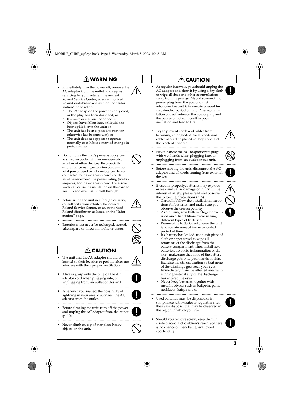 Roland MOBILE CUBE User Manual | Page 3 / 64
