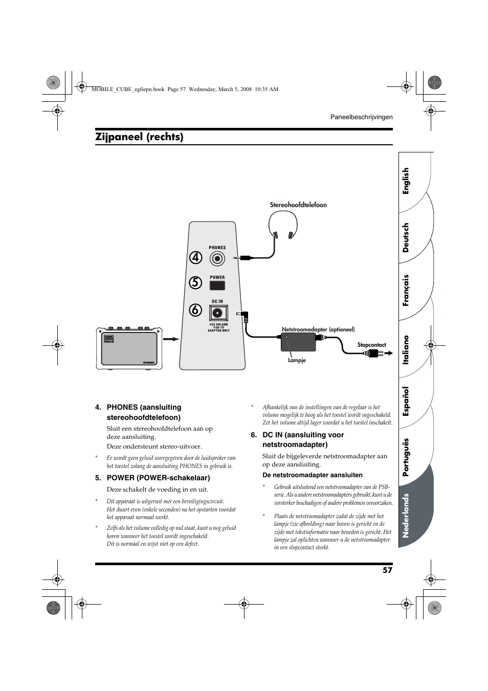 Zijpaneel (rechts) | Roland MOBILE CUBE User Manual | Page 57 / 64