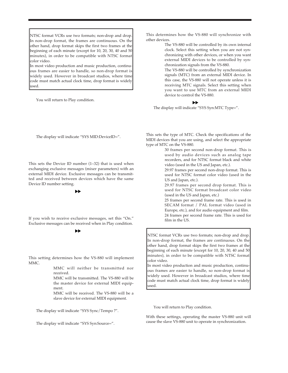 Settings for the slave vs-880 | Roland Vs-880 User Manual | Page 124 / 154