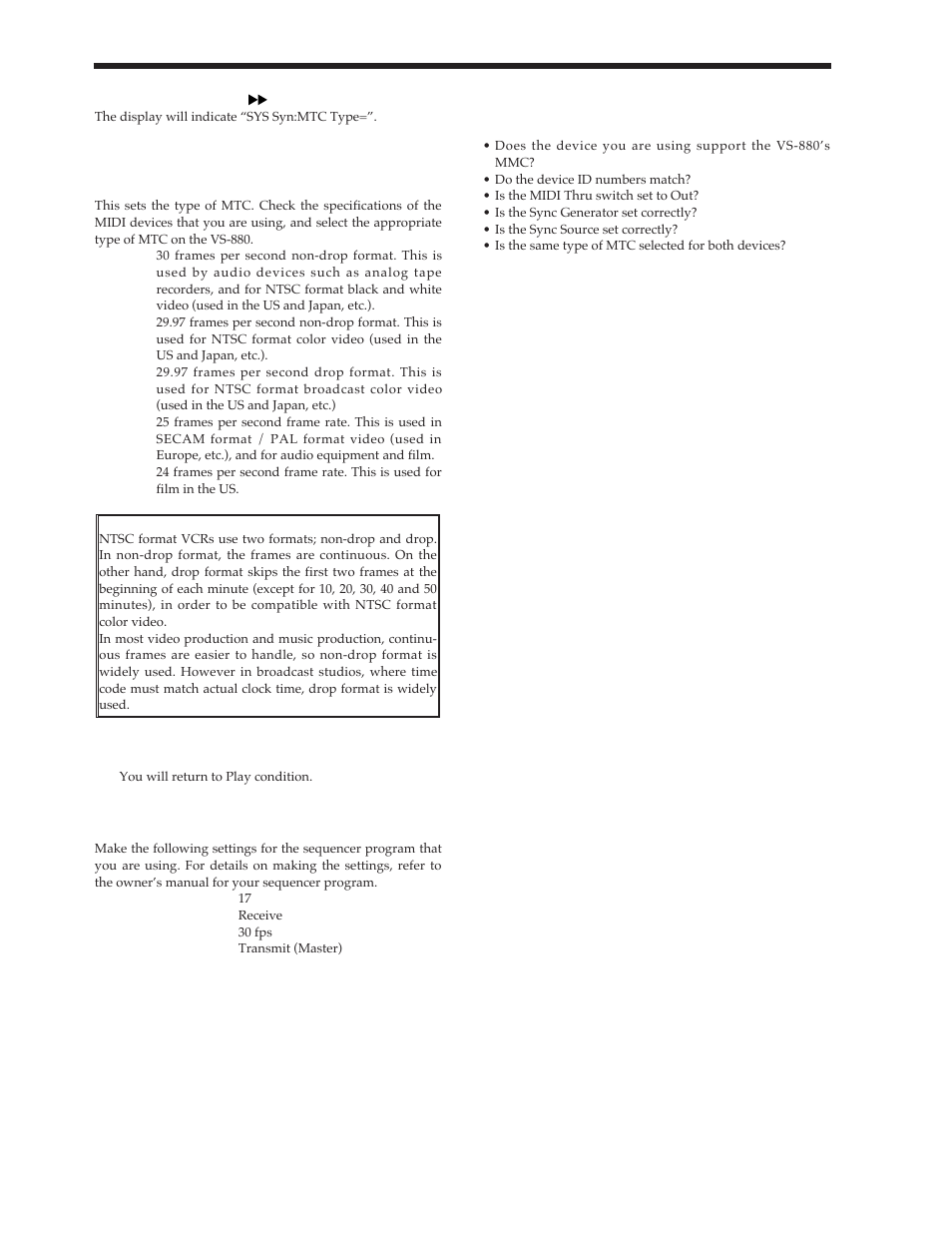 If you have problems with synchronization | Roland Vs-880 User Manual | Page 126 / 154