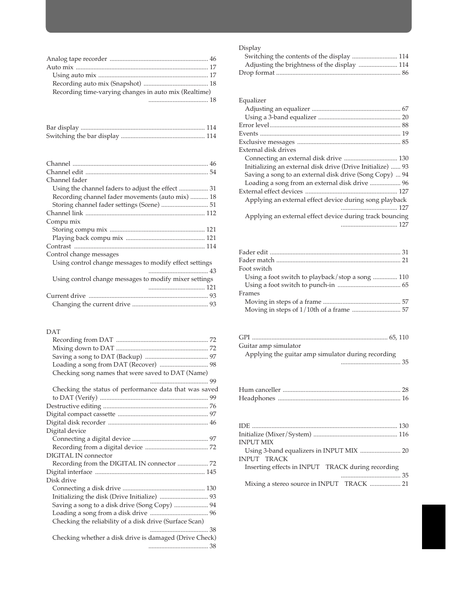 Index | Roland Vs-880 User Manual | Page 149 / 154
