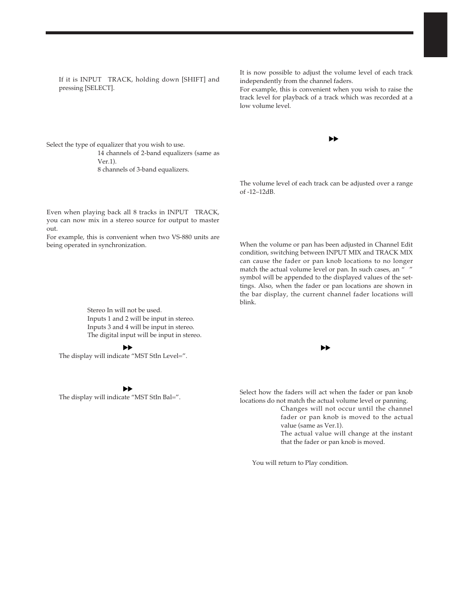 Mixing in a stereo source (stereo in), Adjusting the level of each track (track level) | Roland Vs-880 User Manual | Page 21 / 154
