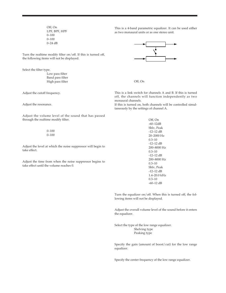Band parametric equalizer | Roland Vs-880 User Manual | Page 26 / 154