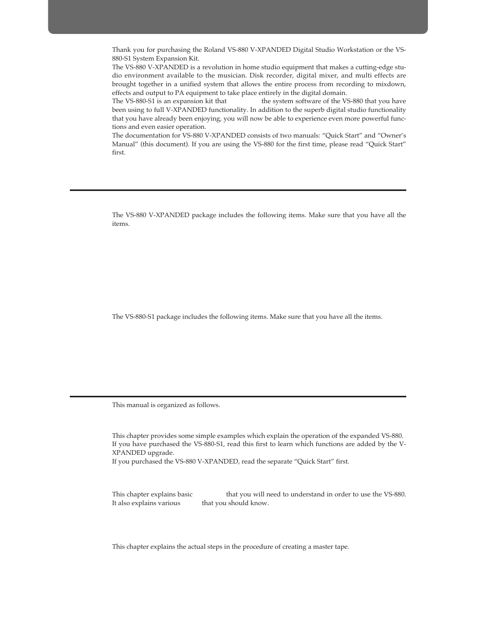 Introduction, About the package contents, How this manual is organized | Roland Vs-880 User Manual | Page 4 / 154
