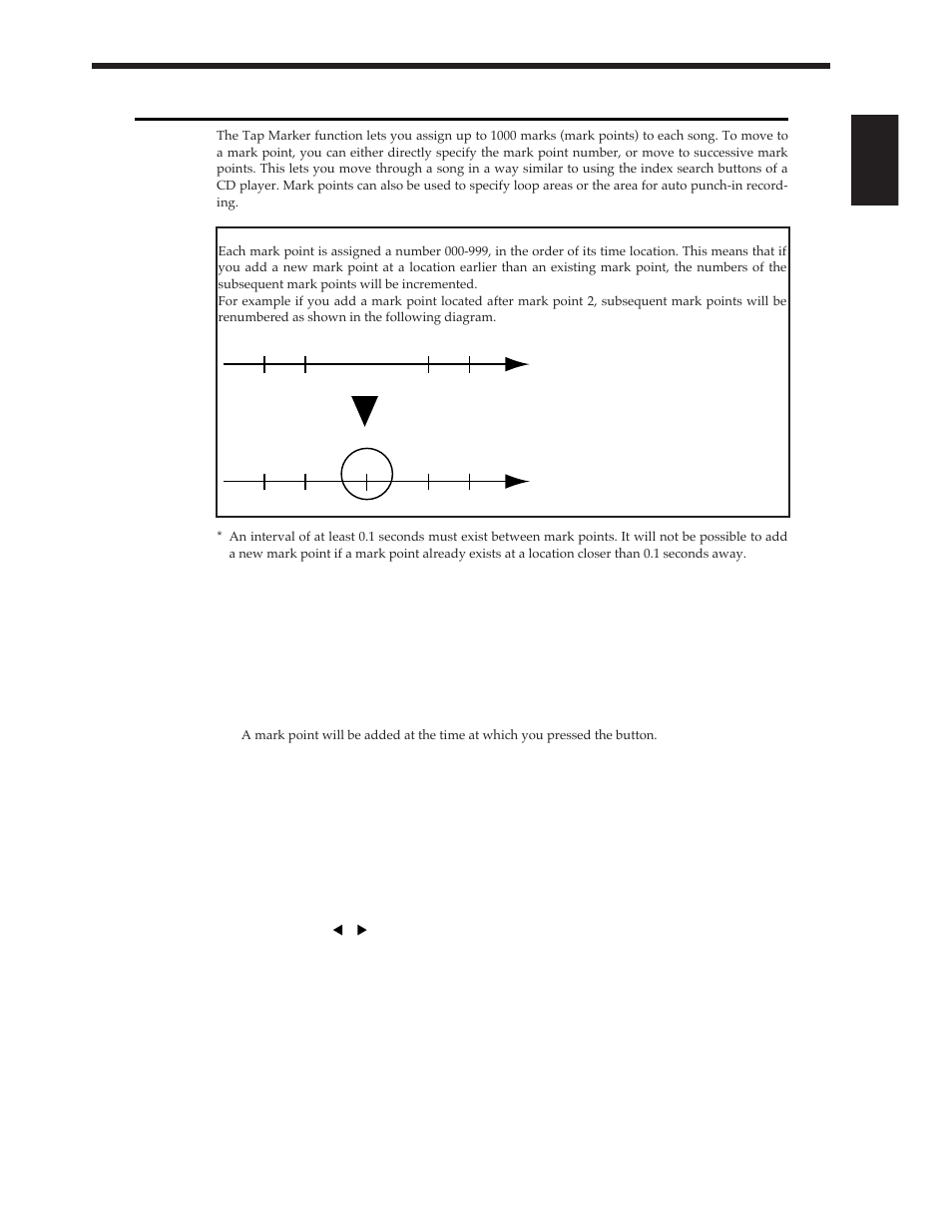Storing a time location, method 2 (mark points), Marking a time location, Moving to a marked time location | Roland Vs-880 User Manual | Page 59 / 154