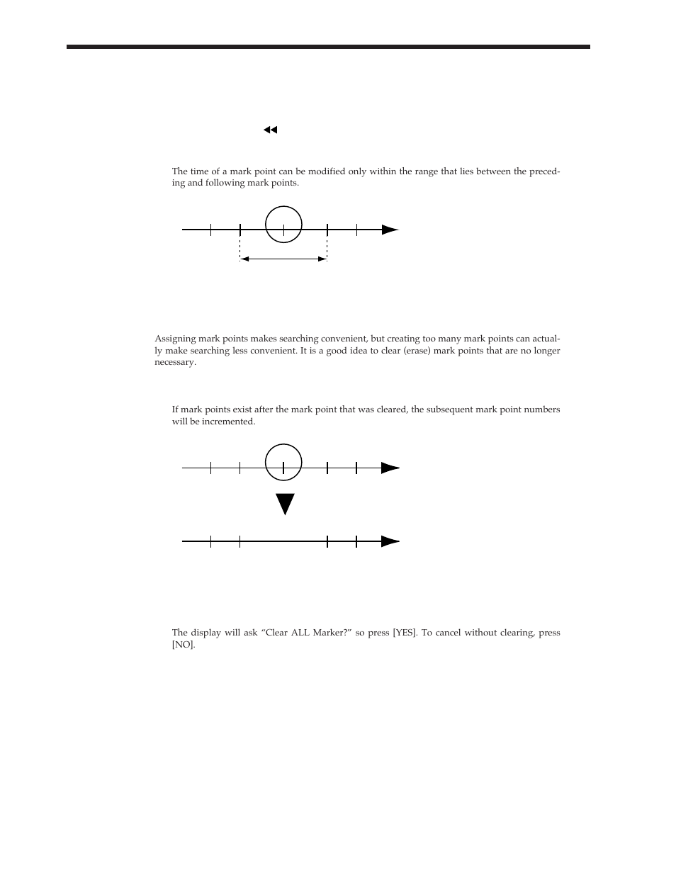 Modifying a marked time location, Clearing a mark, Clearing a mark point | Clearing all mark points | Roland Vs-880 User Manual | Page 60 / 154