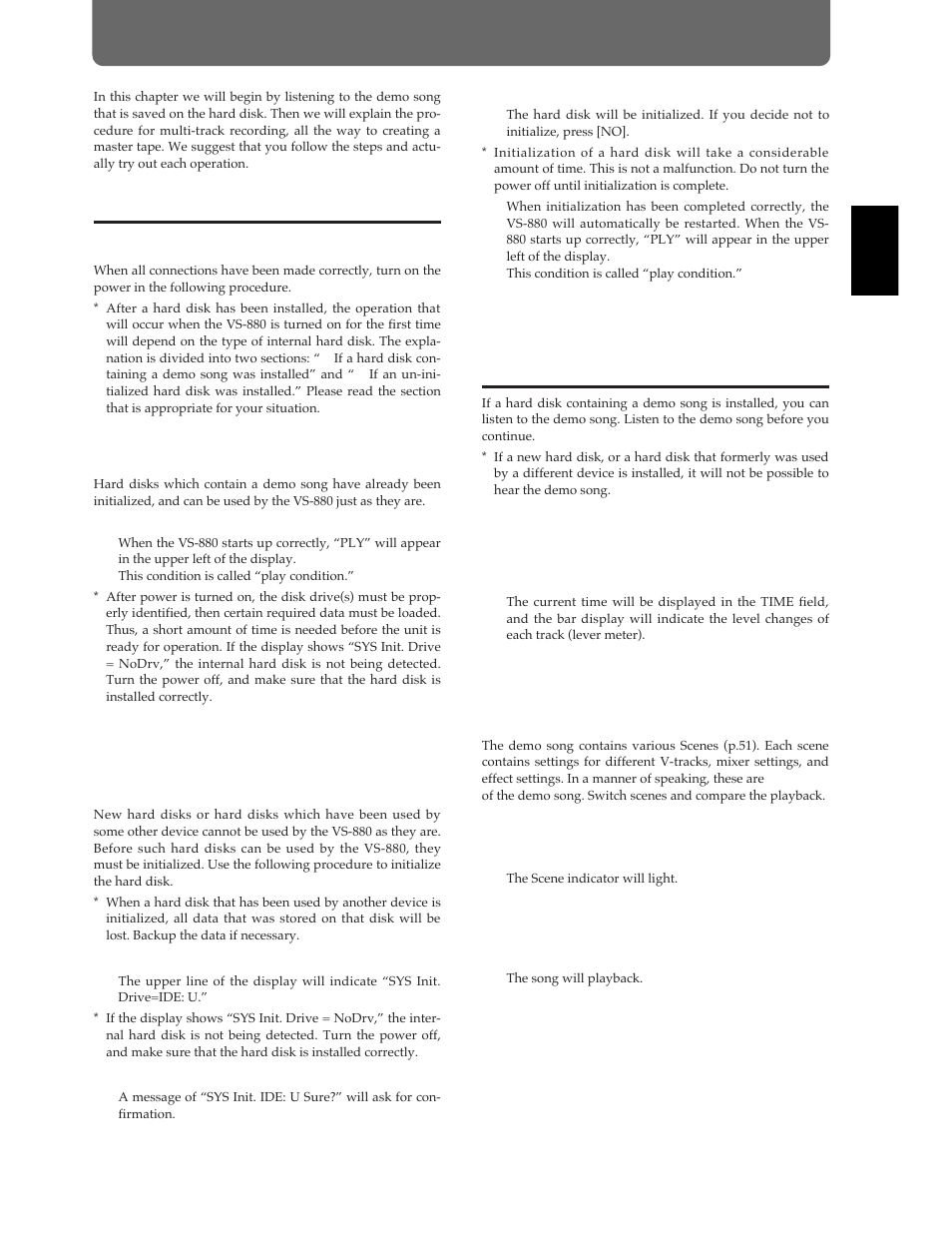 Before you begin, Listening to the demo song, When you turn the power on | Listening to the variations of the demo song | Roland Vs-880 User Manual | Page 61 / 154