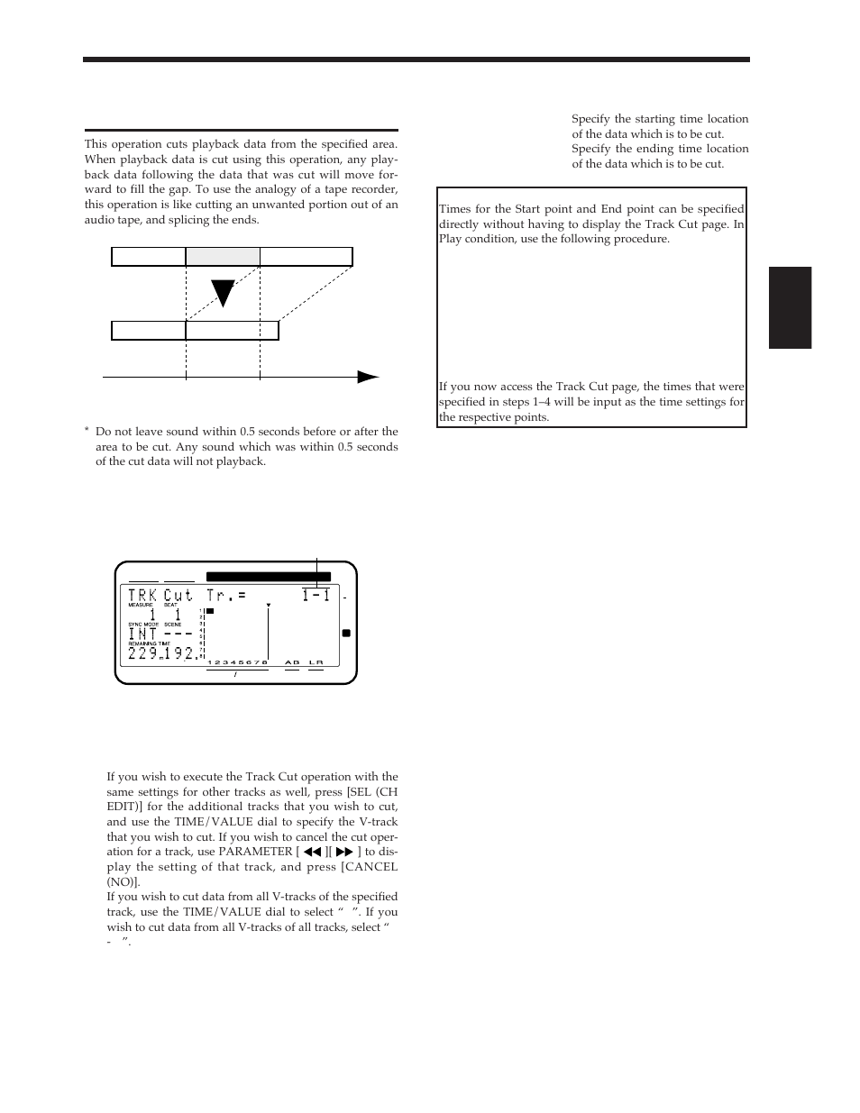 Deleting a portion of a performance (cut) | Roland Vs-880 User Manual | Page 83 / 154