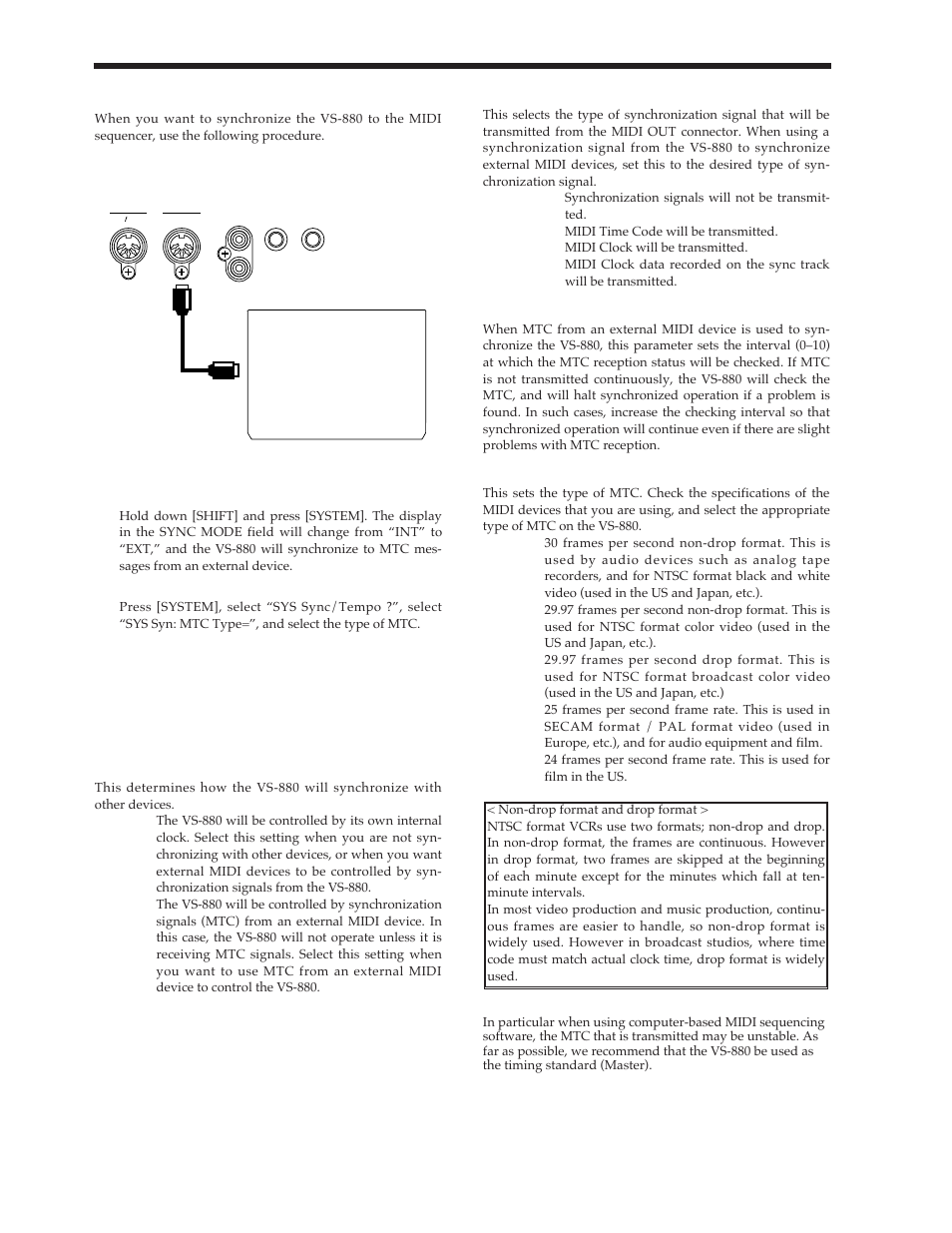 Synchronizing to a midi sequencer (slave) | Roland Vs-880 User Manual | Page 88 / 154