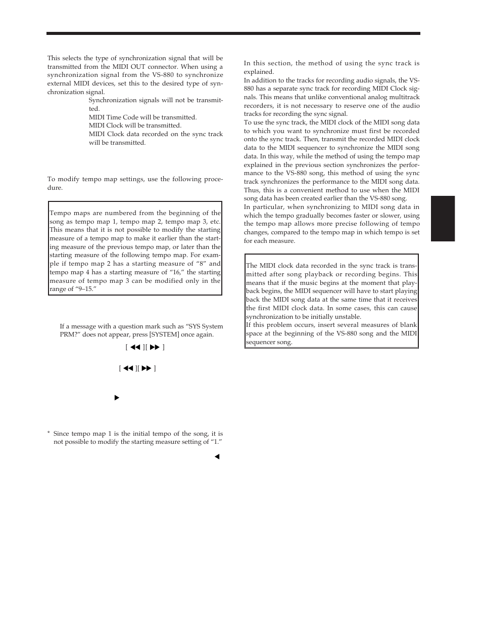 Using the sync track, Changing the tempo during the per- formance | Roland Vs-880 User Manual | Page 91 / 154
