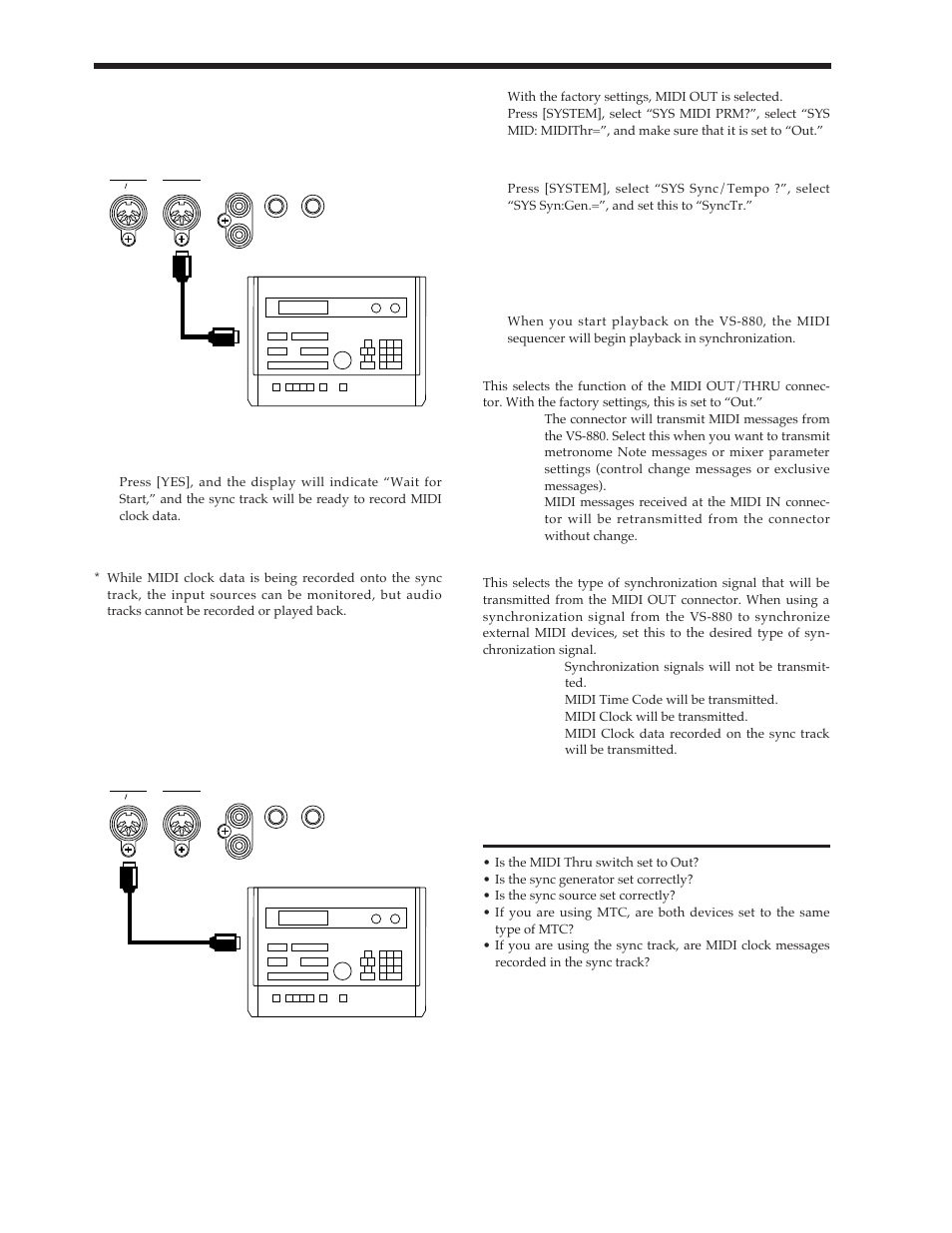 Recording midi clock messages, Synchronized operation | Roland Vs-880 User Manual | Page 92 / 154