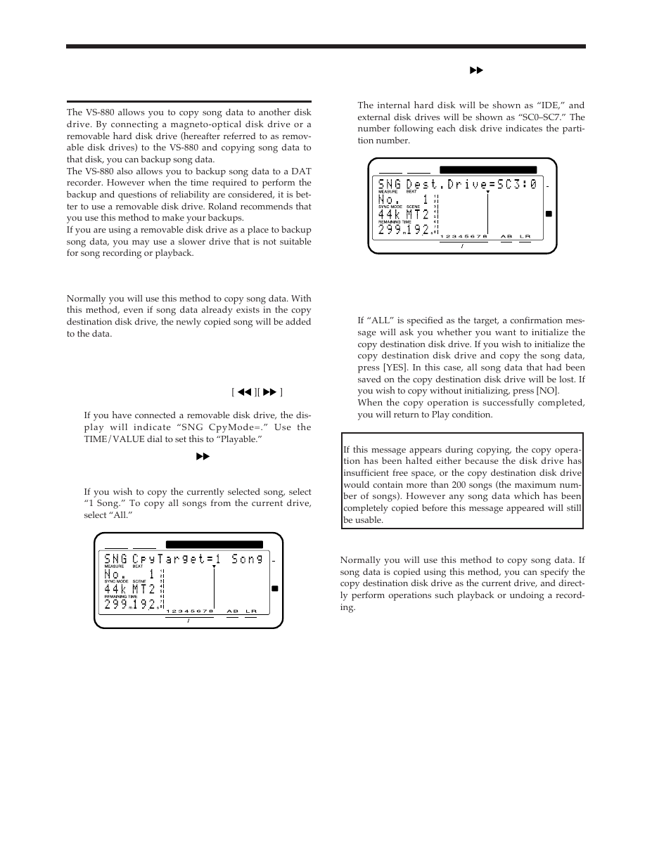 Saving performance data on a zip disk (song copy), Saving on a single disk (playable) | Roland Vs-880 User Manual | Page 94 / 154