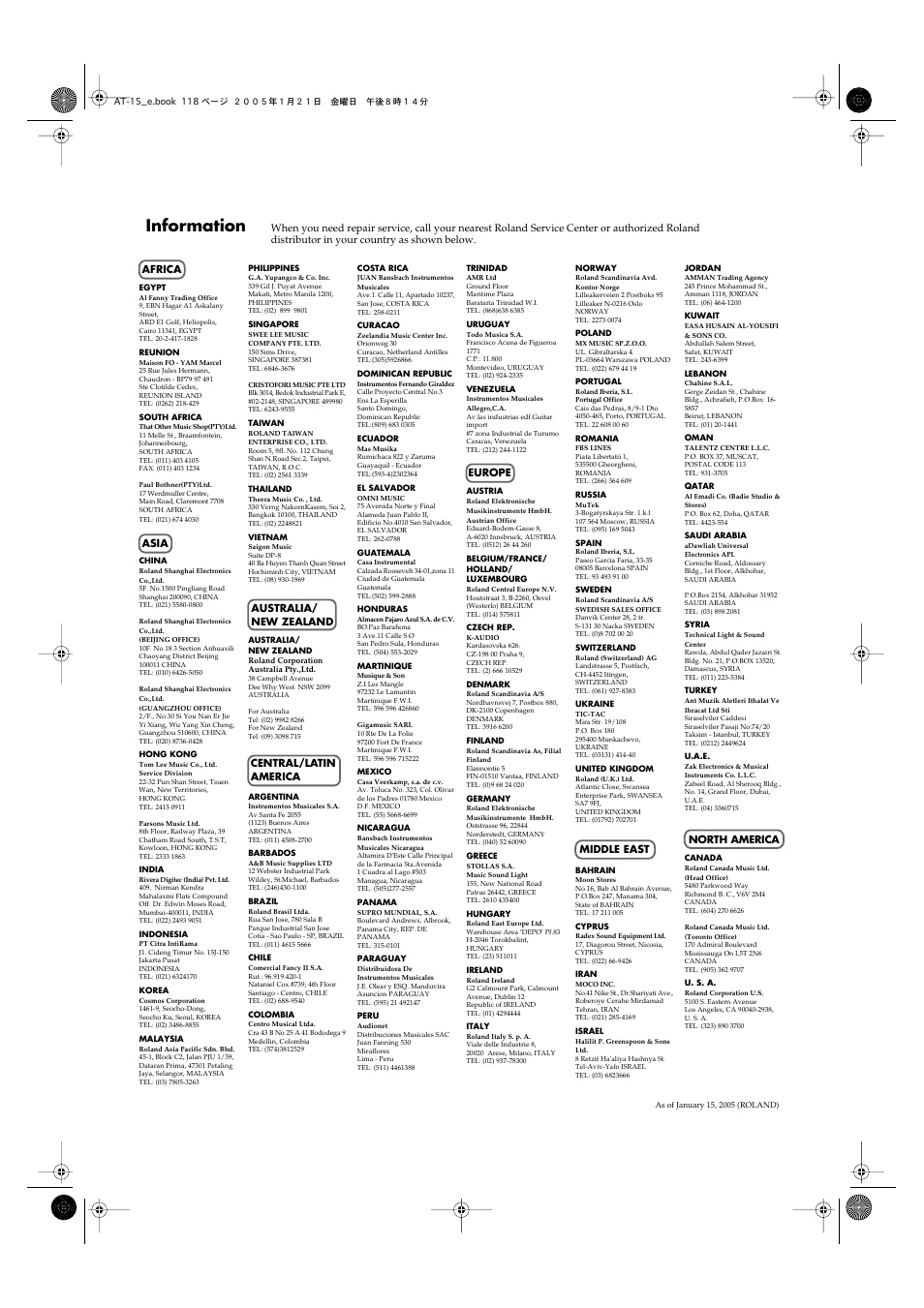 Information | Roland AT15 User Manual | Page 118 / 120