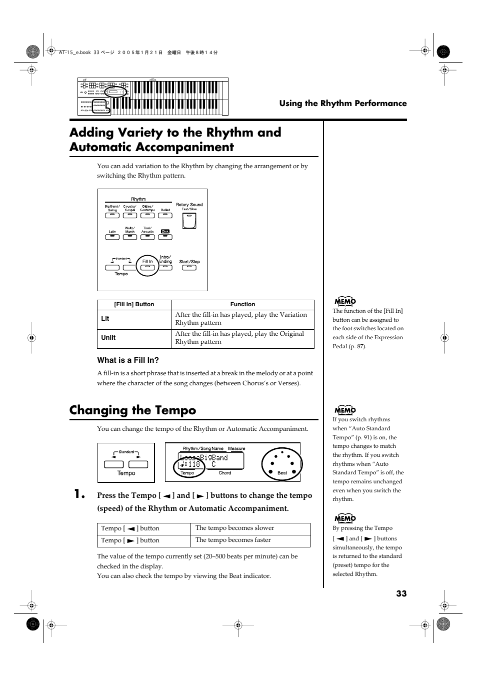 Changing the tempo, P. 33) | Roland AT15 User Manual | Page 33 / 120