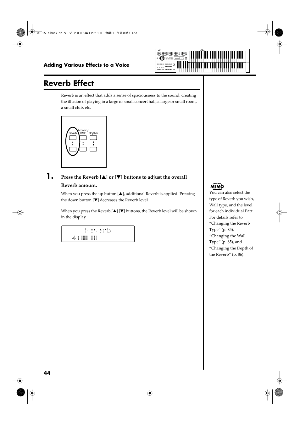 Reverb effect | Roland AT15 User Manual | Page 44 / 120