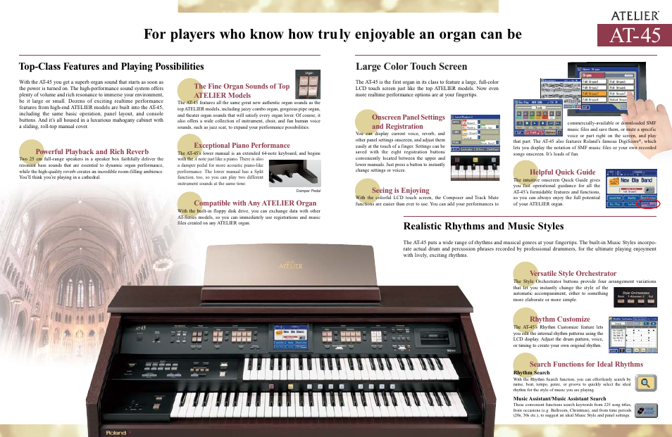 At-45, Top-class features and playing possibilities | Roland AT-45 User Manual | Page 2 / 3