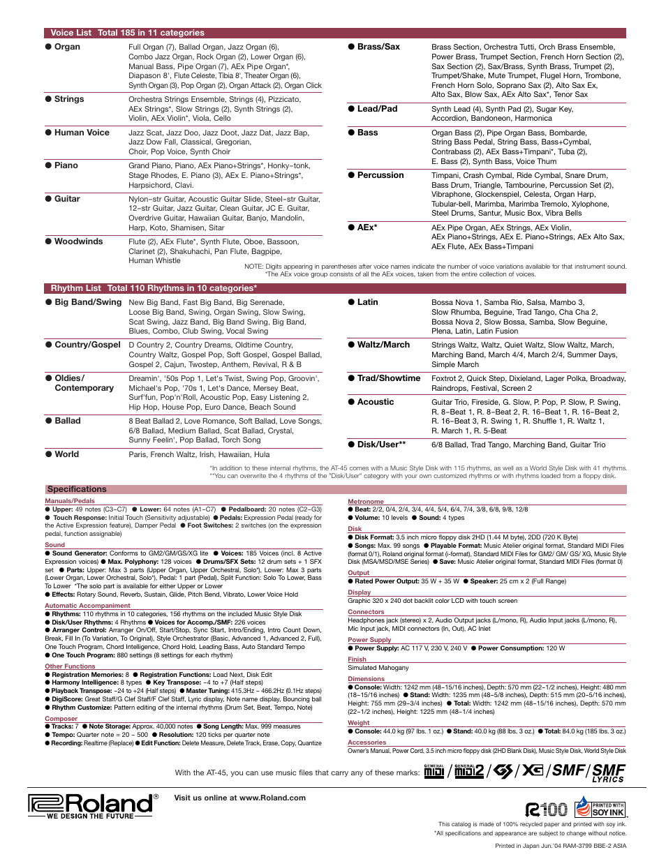 Roland AT-45 User Manual | Page 3 / 3